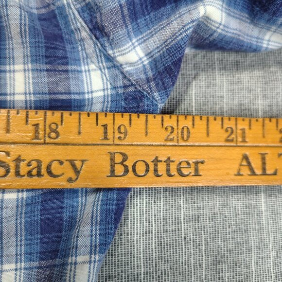 Wrangler Western Shirt Womens Denim Plaid Crenshaw Long Sleeve Wear Embroidered - Picture 7 of 8